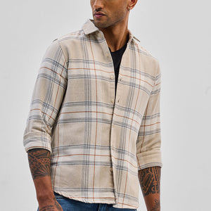 Beige Checks Slim Fit Shirt