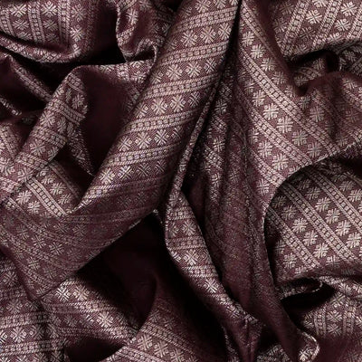 Maroon Handloom Kanchipuram Silk Saree With Star Motif Stripes