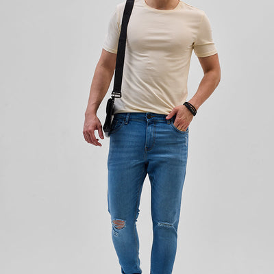Blue Distressed Skinny Fit Jeans