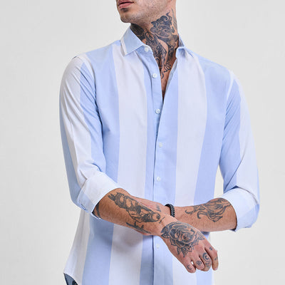 Light Blue Stripes Slim Fit Shirt