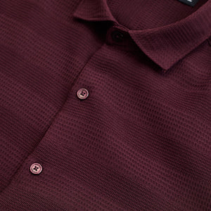 Burgundy Textured Slim Fit Shirt