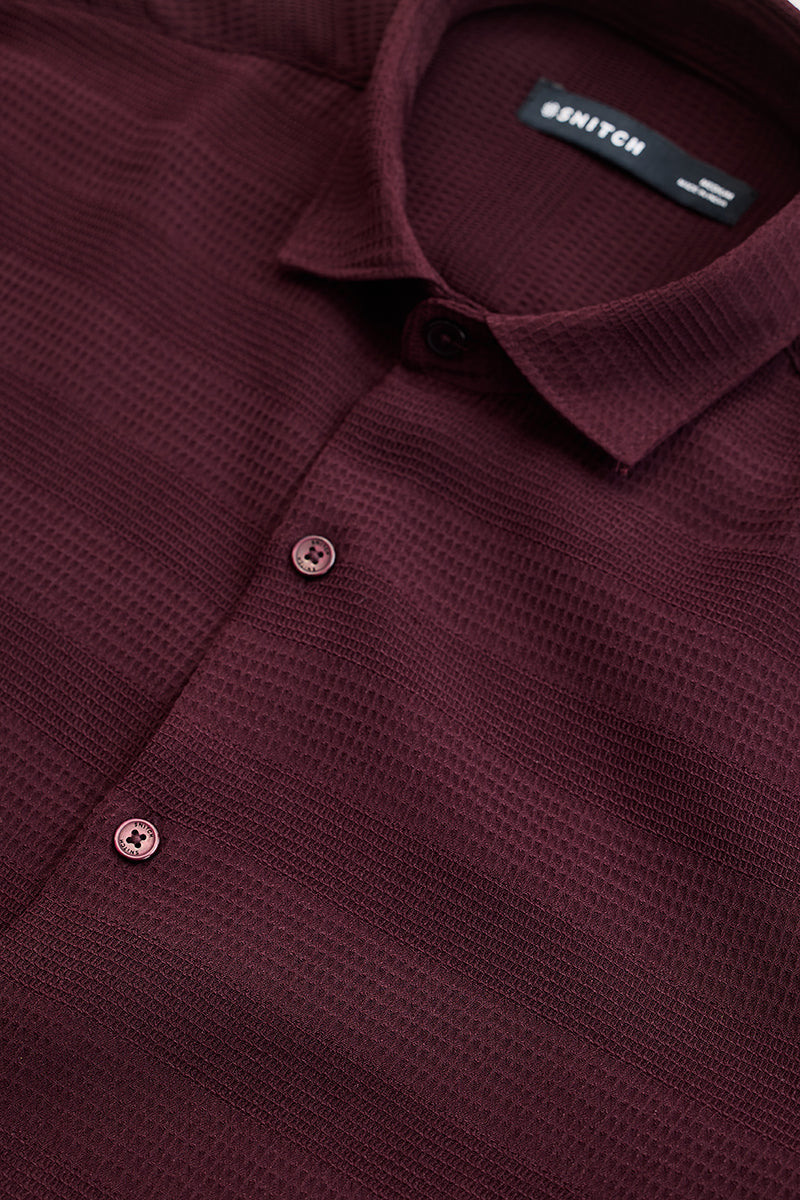 Burgundy Textured Slim Fit Shirt