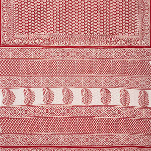 Crimson Woven Jaipur Cotton Saree Printed With White Floral Motifs