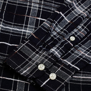Black Slub Textured Checks Shirt
