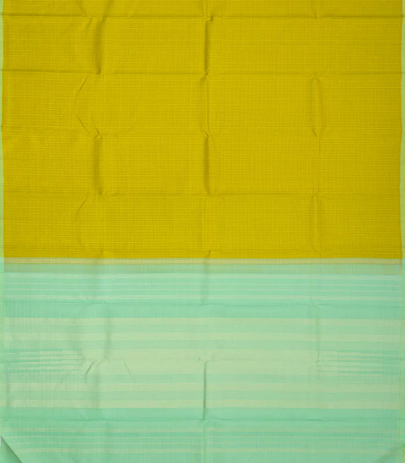 Lime Green Handloom Kanchipuram Silk Saree With Checks