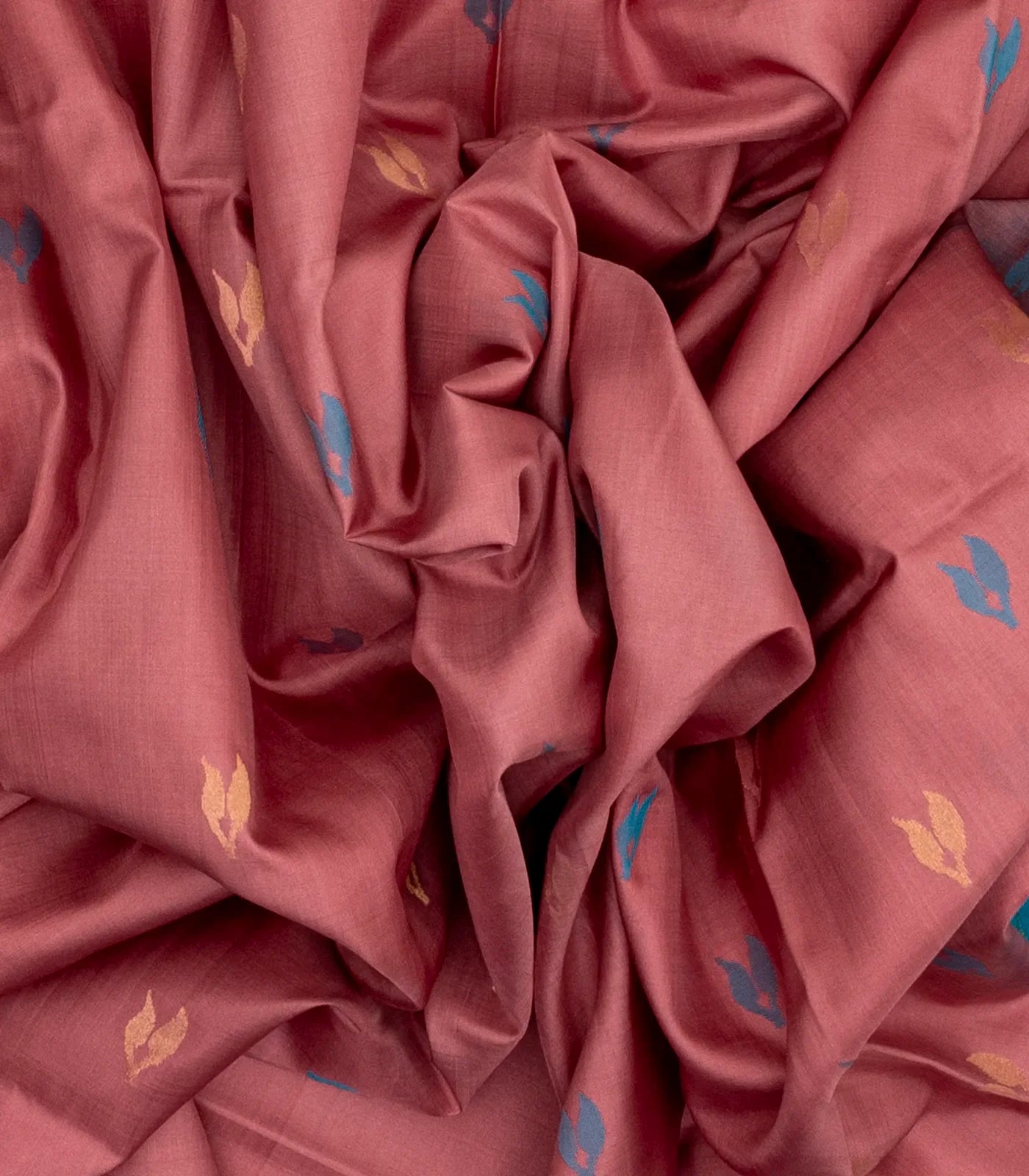 Dusty Pink Handloom Uppada Silk Saree With Floral Buttas
