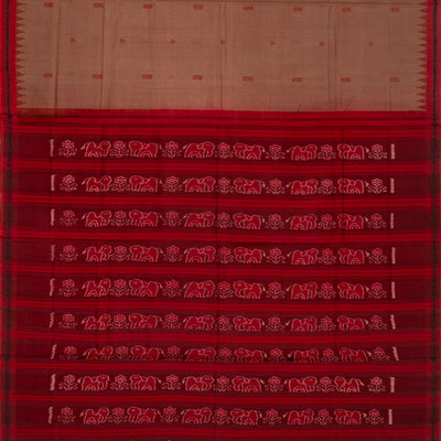 Dusty Pink Handloom Orissa Cotton Saree With Spear Motifs