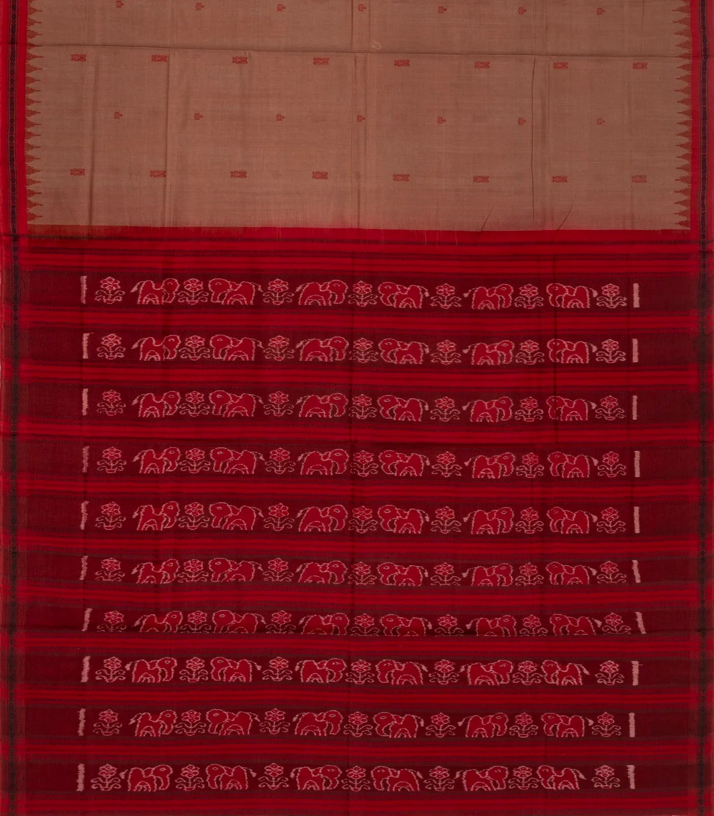 Dusty Pink Handloom Orissa Cotton Saree With Spear Motifs