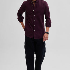 Burgundy Solid Twill Shirt