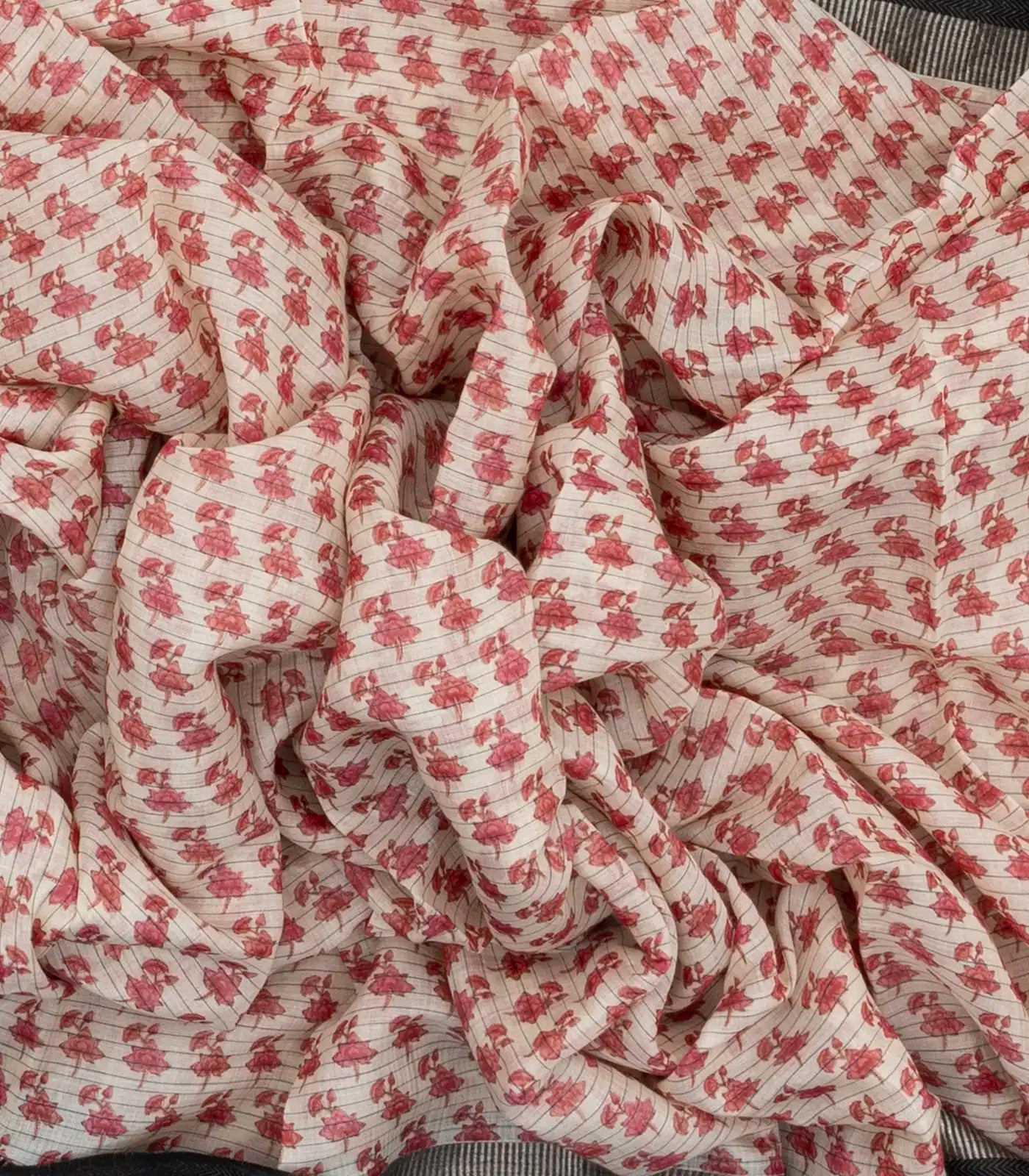 Off White Handloom Chanderi Cotton Saree With Printed Floral Motifs