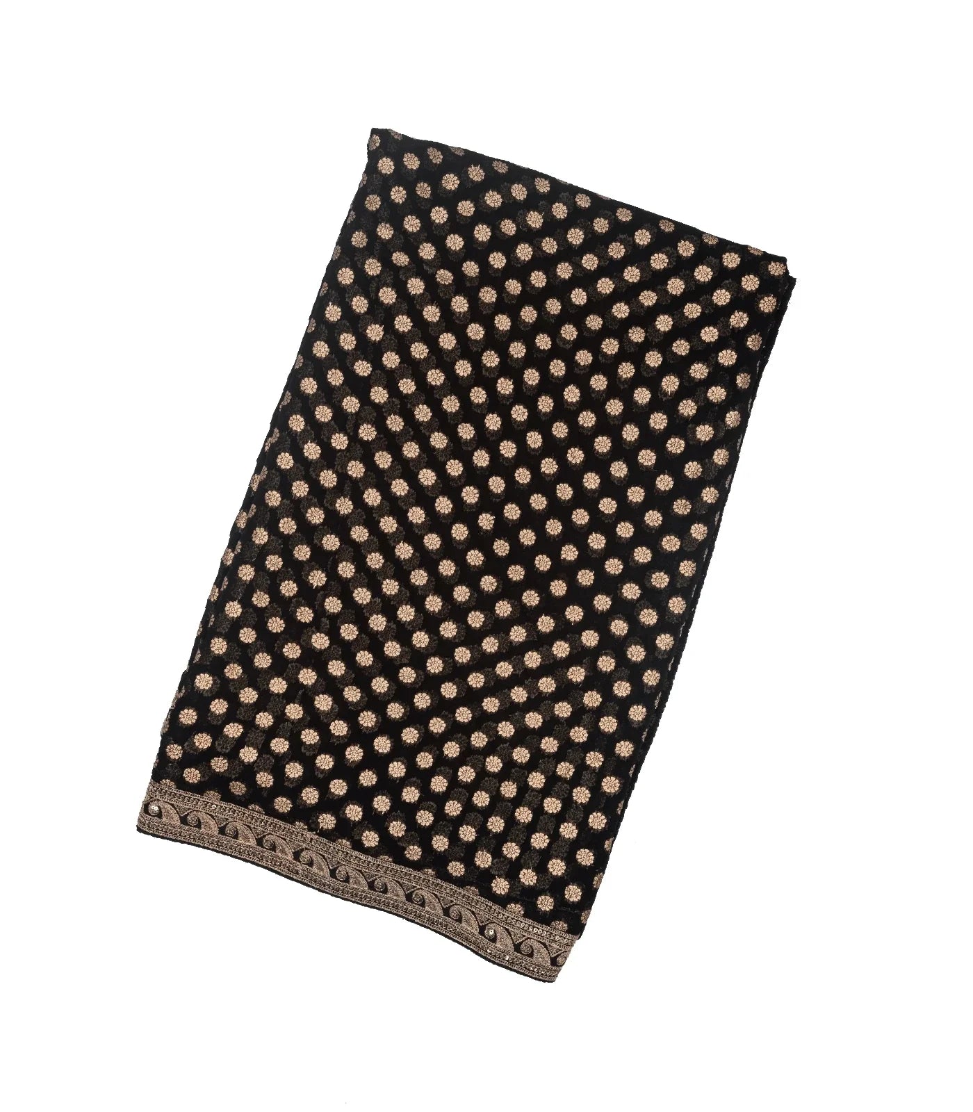 Black Woven Khadi Georgette Saree With Floral Motifs & Embroidery