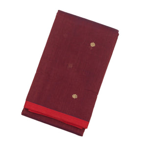 Crimson Handloom Kanchi Cotton Saree With Kamalam Buttas