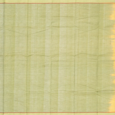 Sandal Handloom Kanchi Cotton Saree With Coin Buttas