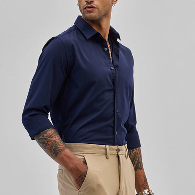 Dark Blue Slim Fit Stretch Shirt