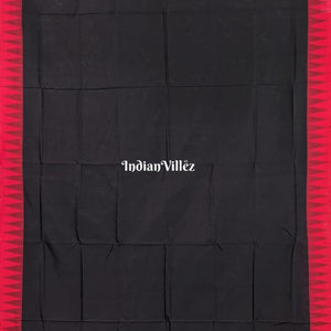 Black With Red Kumbha Odisha Handloom Sambalpuri Silk Saree
