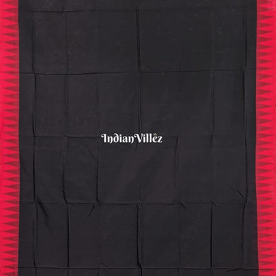 Black With Red Kumbha Odisha Handloom Sambalpuri Silk Saree