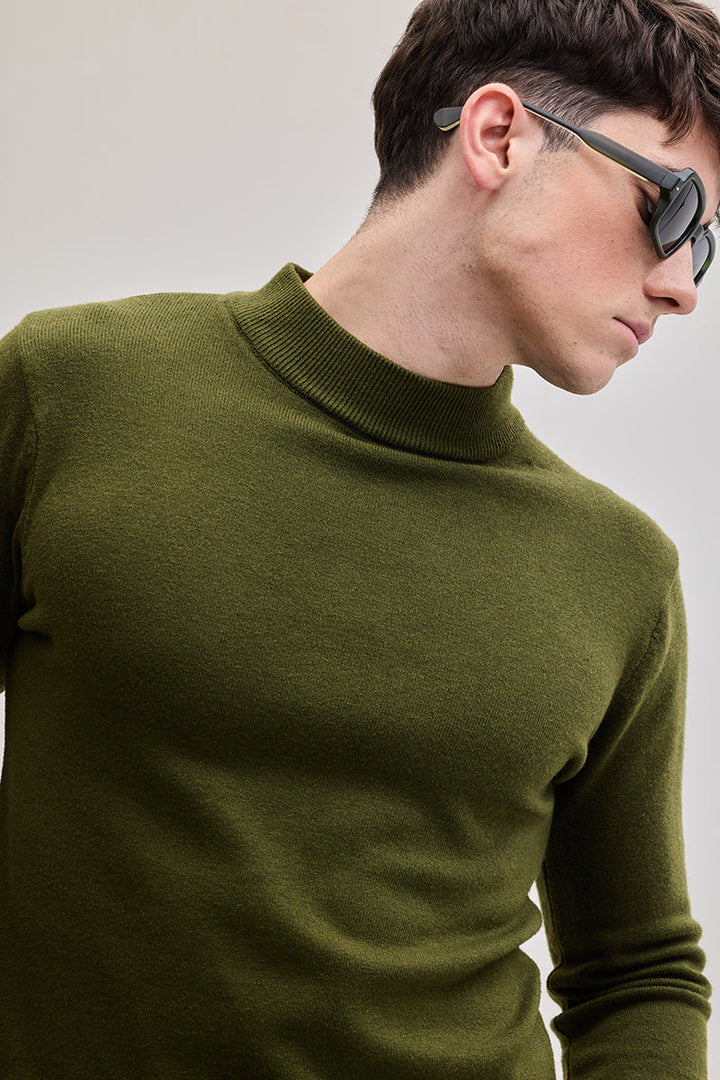 Olive Knitted Sweatshirt