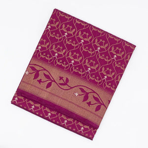 Purple Handloom Soft Silk Saree With Floral Jaal Motifs