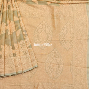 Cream Color Pure Banarasi  Khaddi Georgette Saree