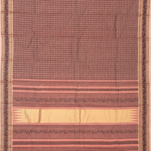 Dusty Pink Handloom Kanchi Cotton Saree With Annam Chakaram Motifs