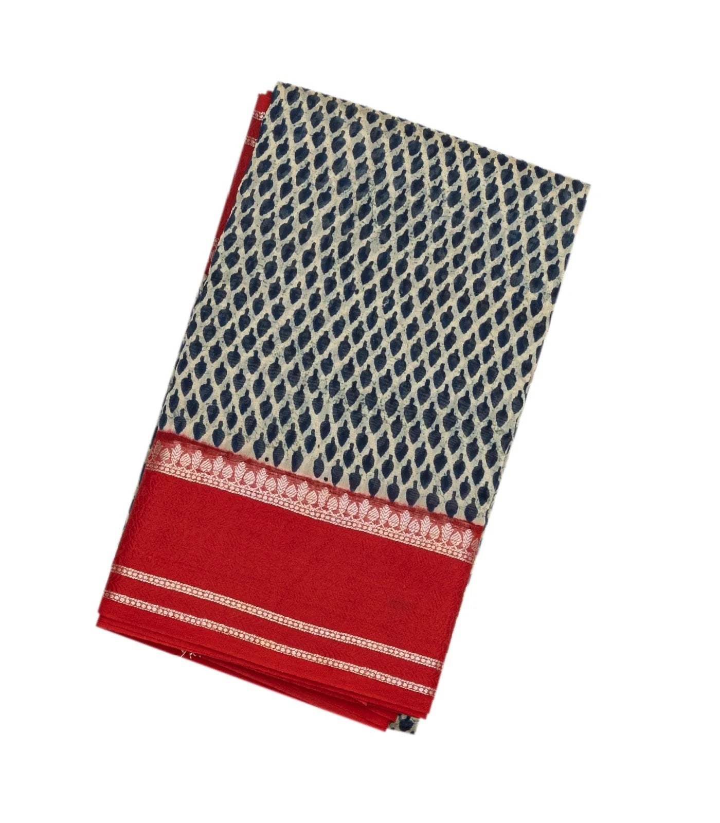 Cream Chanderi Cotton Saree With Printed Floral Buds