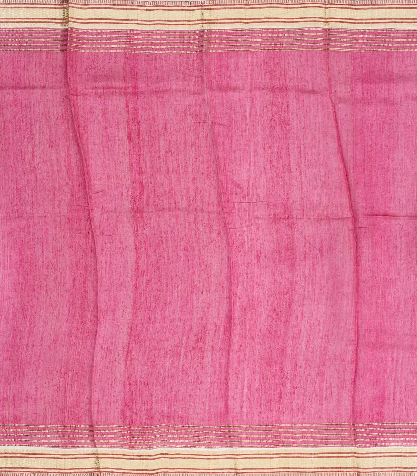 Bubble-gum Pink Handloom Tussar Silk Saree Printed With Animal Motifs