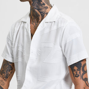 White Geometric Box Fit Shirt