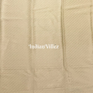 Beige Floral Motif Designer Meenakari Banarasi Silk Saree