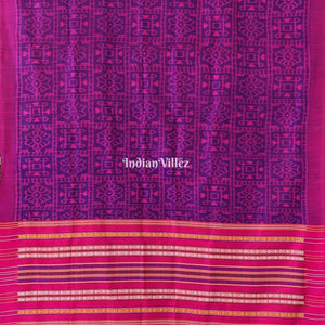 Purple Shree Yantra & Flower Contemporary Silk Saree with Double Pallu