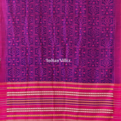 Purple Shree Yantra & Flower Contemporary Silk Saree with Double Pallu