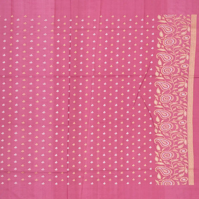 Dusty Pink Handwoven Banarasi Silk Saree With Floral Motifs