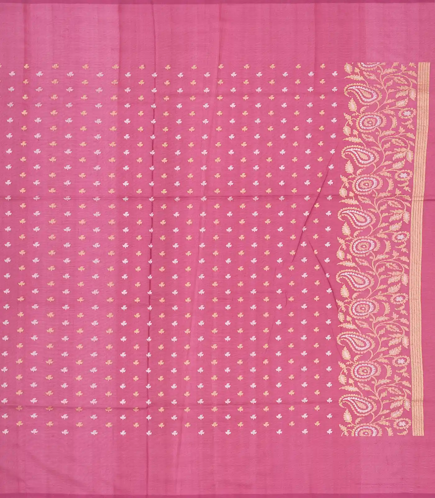 Dusty Pink Handwoven Banarasi Silk Saree With Floral Motifs