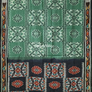 Jade Green Black Maniabandha Odisha Ikat Cotton Saree