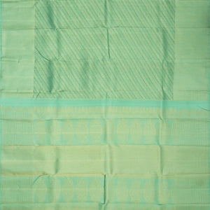 Aquamarine Handloom Kanchipuram Silk Saree With Diagonal Stripes