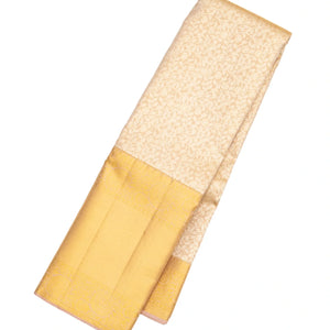 Taupe Handloom Kanchipuram Silk Saree With Floral Vine Motifs