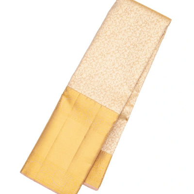 Taupe Handloom Kanchipuram Silk Saree With Floral Vine Motifs