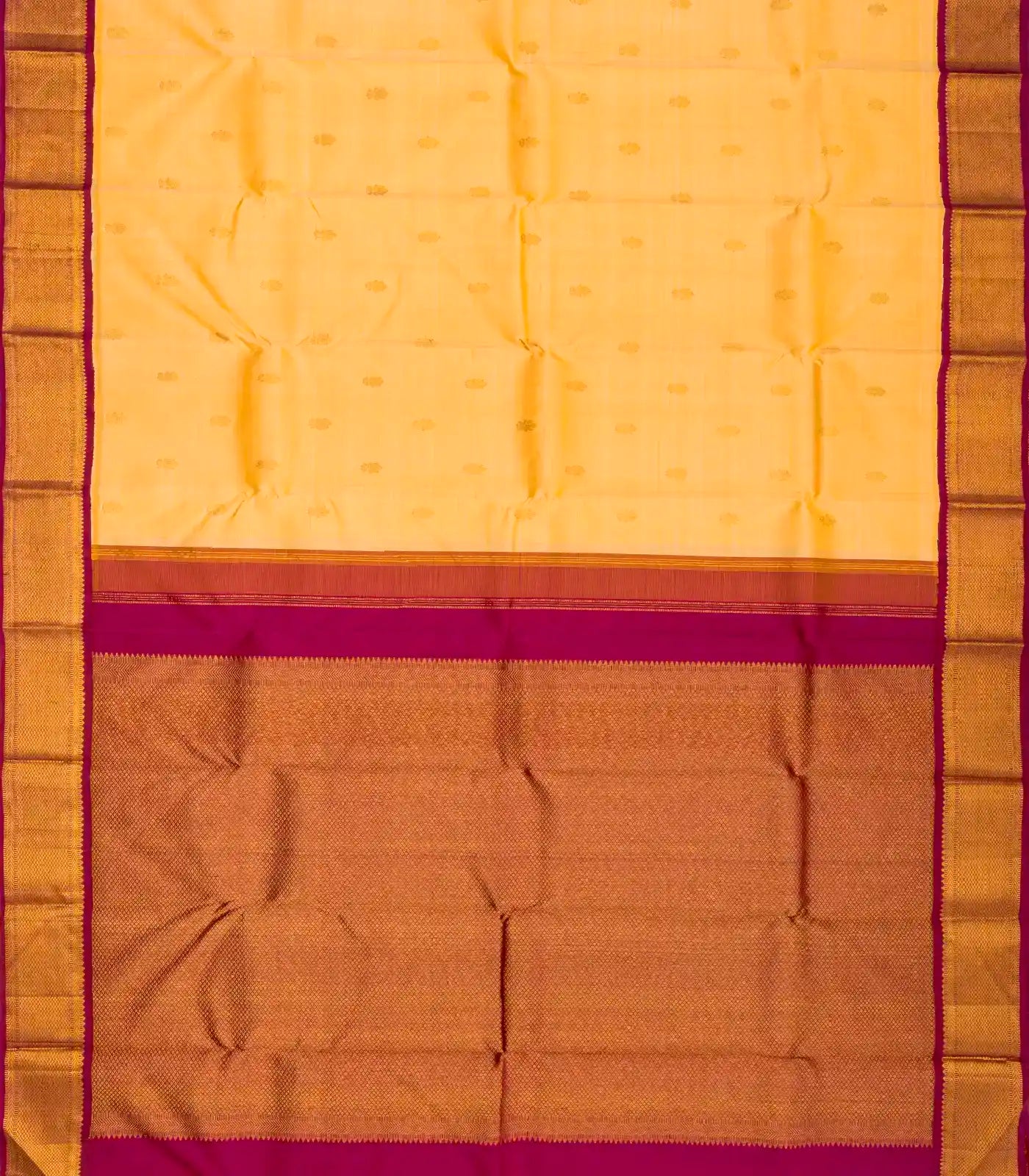 Sandal Handloom Kanchipuram Korvai Silk Saree With Pink Border