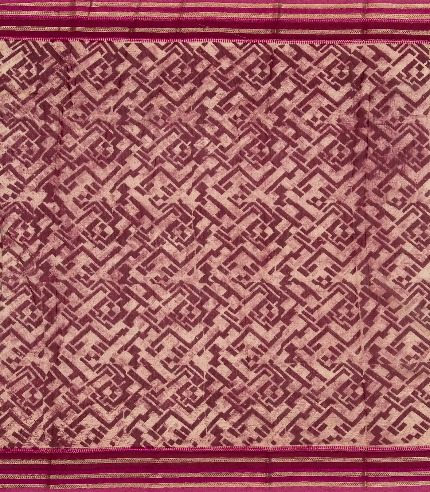 Beige Handloom Chanderi Cotton Saree With Printed Floral Motif