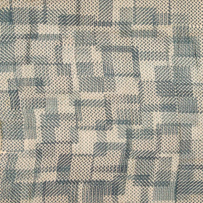 Steel Blue Handloom Chanderi Cotton Saree With Printed Cream Floral Motif