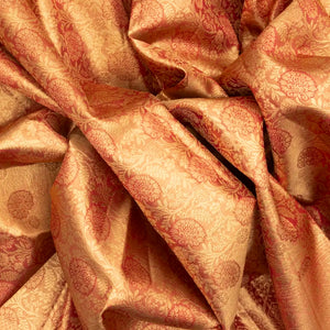 Peach Handloom Kanchipuram Tissue Silk Saree With Meena Floral Motifs