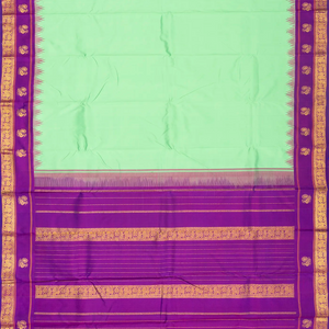 Aquamarine Handloom Kanchipuram Korvai Silk Saree With Purple Border