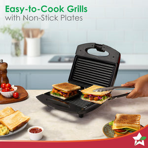 Acura Plus Sandwich Griller| 750W | Non-stick Aluminium Grill Plates by blacktree