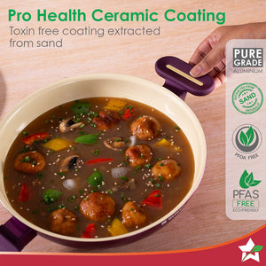 Bellagio Kadhai with Lid | Non-Stick Ceramic Coating |by blacktree