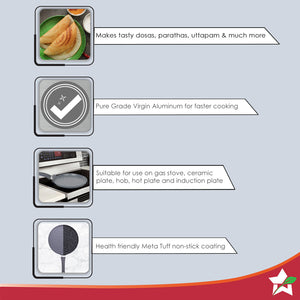 Wonderchef Renewed Granite 26cm Non-Stick Dosa Ta