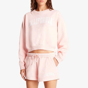 SPORTY & RICH | CALIFORNIA CROPPED CREWNECK { BALLET/WHITE