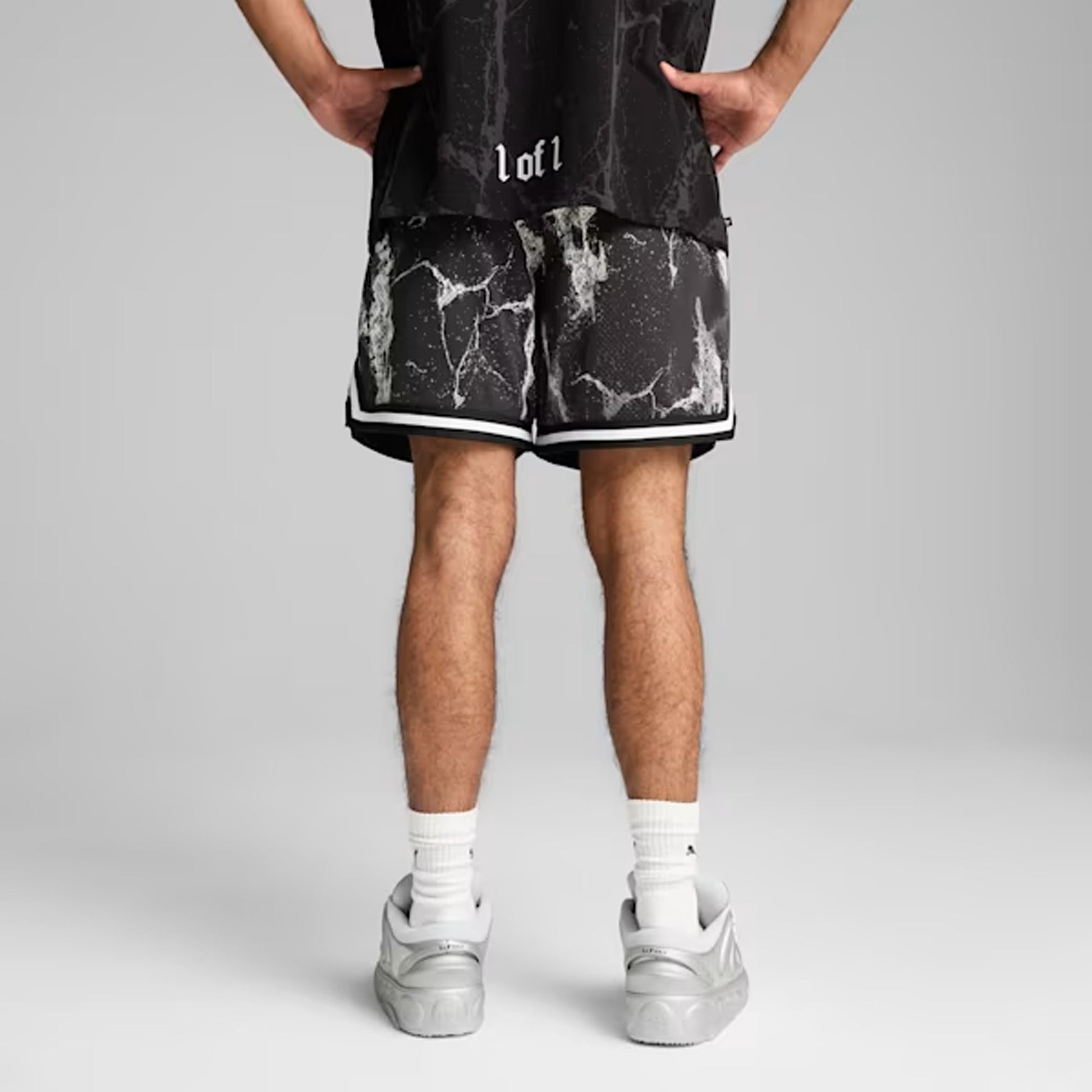 PUMA | HOOPS x LAFRANCE WRITTEN IN CHROME SHORTS { PUMA BLACK/WHITE