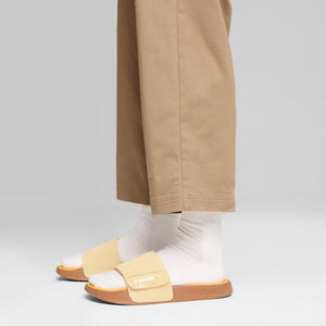 Puma | LEADCAT 2.0 PALERMO FOIL SLIDES { CREAMY VANILLA-PUMA GOLD-TANGERINE-GUM