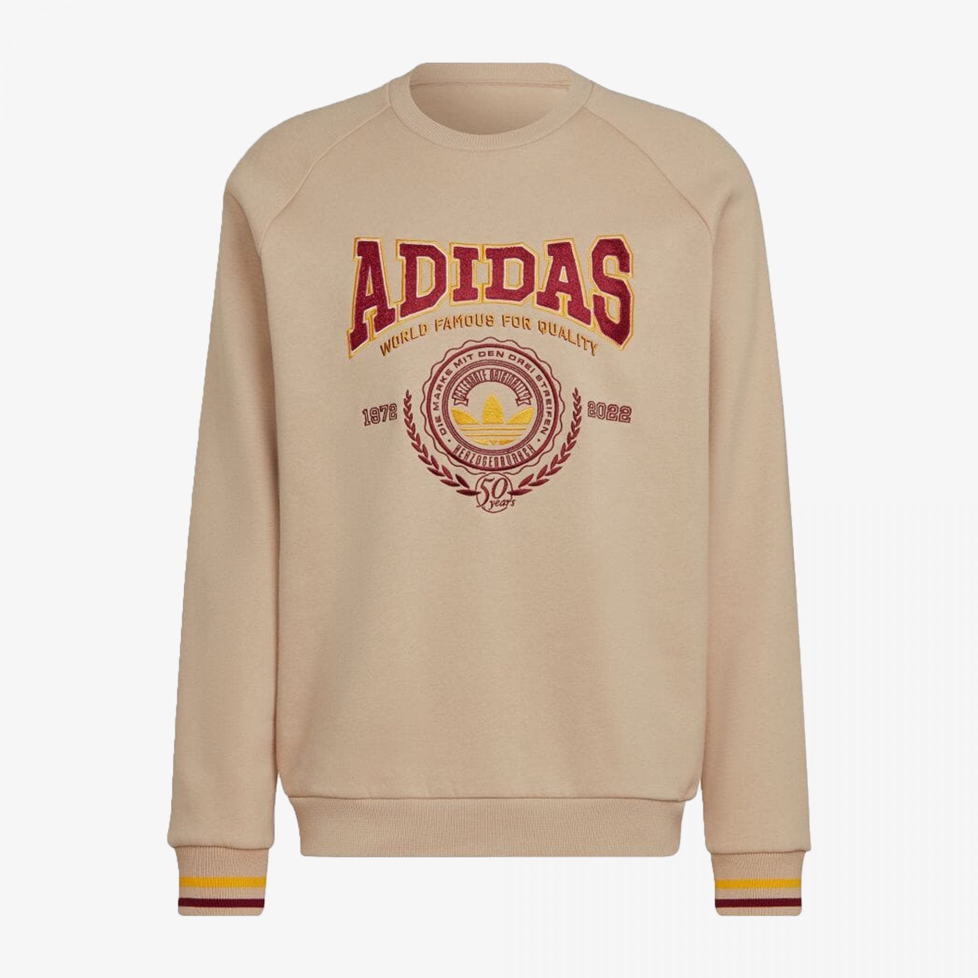 Adidas Originals | VARSITY CREWNECK SWEATSHIRT  { MAGIC BEIGE
