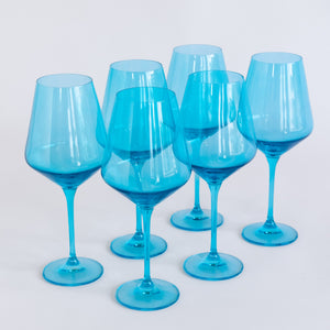 Estelle Colored Wine Stemware - Set of 6 {Ocean Blue}