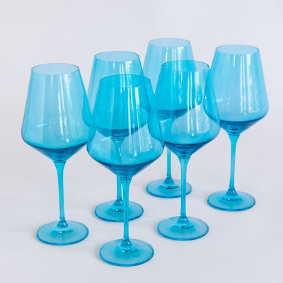 Estelle Colored Wine Stemware - Set of 6 {Ocean Blue}